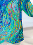 Women Abstract Short Sleeve Shirt Summer Printing V Neck Daily Casual Top