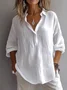 Women Plain Long Sleeve Shirt Spring/Fall Shirt Collar Daily Casual Top