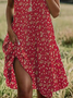 Women Floral Short Sleeve Summer Printing Dress Crew Neck Daily Casual Mini Tunic H-Line Dress