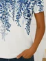 Women Floral Short Sleeve Tee T-shirt Crew Neck Printing Casual Summer Graphic Tee Top