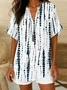 Women Striped Short Sleeve Shirt Summer Printing V Neck Daily Casual Top