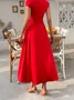 Women Plain Short Sleeve Summer Dress Asymmetrical Daily Casual Maxi Tunic A-Line Dress