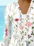 Women Floral Spring/Fall Cover-up Casual Printing Lightweight Cardigan
