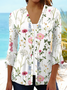 Women Floral Spring/Fall Cover-up Casual Printing Lightweight Cardigan