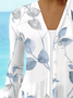 Women Floral Spring/Fall Cover-up Casual Printing Lightweight Cardigan