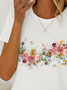 Women Floral Short Sleeve Tee T-shirt Crew Neck Printing Casual Summer Graphic Tee Top