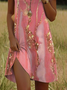 Women Abstract Short Sleeve Summer Printing Dress Crew Neck Daily Casual Mini Tunic H-Line Dress