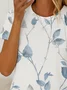 Women Floral Short Sleeve Tee T-shirt Crew Neck Printing Casual Summer Graphic Tee Top