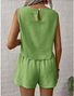 Women Plain Two-Piece Set Daily Sleeveless Casual Summer Top With Pants Matching Set