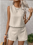 Women Plain Two-Piece Set Daily Sleeveless Casual Summer Top With Pants Matching Set