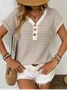 Casual Printing Regular Fit V Neck Knit Top