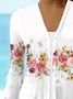 Women Floral Spring/Fall Cover-up Casual Printing Lightweight Cardigan