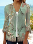 Women Floral Spring/Fall Cover-up Casual Printing Lightweight Cardigan