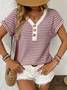 Casual Printing Regular Fit V Neck Knit Top