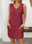 Women Plain Sleeveless Summer Dress V Neck Daily Casual Midi Tank H-Line Dress