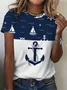 Women's Anchor Short Sleeve Tee T-shirt Crew Neck Printing Casual Summer Graphic Tee Top