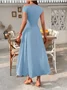 Women Plain Short Sleeve Summer Dress Asymmetrical Daily Casual Maxi Tunic A-Line Dress