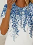 Women Floral Short Sleeve Tee T-shirt Crew Neck Printing Casual Summer Graphic Tee Top