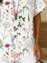 Women Floral Short Sleeve Shirt Summer Printing V Neck Daily Casual Top