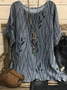 Women Plants Three Quarter Sleeve Tee T-shirt Crew Neck Vintage Spring/Fall Top
