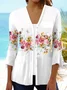 Women Floral Spring/Fall Cover-up Casual Printing Lightweight Cardigan
