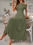 Women Plain Short Sleeve Summer Dress Asymmetrical Daily Casual Maxi Tunic A-Line Dress