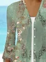 Women Floral Spring/Fall Cover-up Casual Printing Lightweight Cardigan