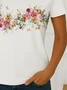 Women Floral Short Sleeve Tee T-shirt Crew Neck Printing Casual Summer Graphic Tee Top