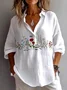 Women Plain Long Sleeve Shirt Spring/Fall Shirt Collar Daily Casual Top