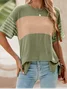 Women Striped Short Sleeve Tee T-shirt Crew Neck Casual Summer Top