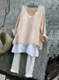 Women Plain Long Sleeve Tee T-shirt V Neck Vintage Spring/Fall Top