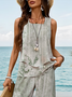 Women Floral Printing Two-Piece Set Daily Sleeveless Casual Summer Top With Pants Matching Set