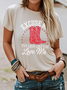 Women Wild West Short Sleeve Tee T-shirt Crew Neck Casual Summer Top