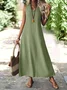 Women Plain Sleeveless Summer Dress V Neck Daily Casual Maxi A-Line Dress