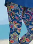 Women Floral Capris Elastic Waist Pant Casual Summer Trousers
