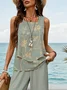 Women Floral Printing Two-Piece Set Daily Sleeveless Casual Summer Top With Pants Matching Set