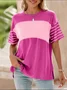 Women Striped Short Sleeve Tee T-shirt Crew Neck Casual Summer Top