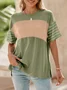 Women Striped Short Sleeve Tee T-shirt Crew Neck Casual Summer Top