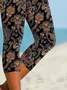 Women Floral Capris Elastic Waist Pant Casual Summer Trousers