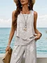 Women Floral Printing Two-Piece Set Daily Sleeveless Casual Summer Top With Pants Matching Set