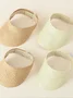 2025 hot summer new style hollow top sports style straw woven solid color parent-child summer play sun protection sun hat