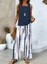 Women Abstract Graphic Two-Piece Set Daily Sleeveless Casual Summer Matching Set