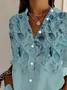 Women Floral Long Sleeve Shirt Spring/Fall Buckle Shirt Collar Daily Casual Top