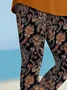 Women Floral Capris Elastic Waist Pant Casual Summer Trousers