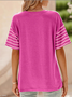 Women Striped Short Sleeve Tee T-shirt Crew Neck Casual Summer Top