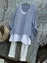 Women Plain Long Sleeve Tee T-shirt V Neck Vintage Spring/Fall Top