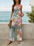 Women Floral Printing Two-Piece Set Daily Sleeveless Casual Summer Top With Pants Matching Set