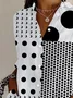 Women Polka Dots Long Sleeve Shirt Spring/Fall Buckle Shirt Collar Daily Casual Top