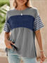 Women Striped Short Sleeve Tee T-shirt Crew Neck Casual Summer Top