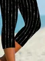 Women Striped Capris Elastic Waist Pant Casual Summer Trousers